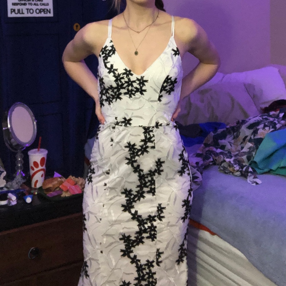 White and Black Prom Dress